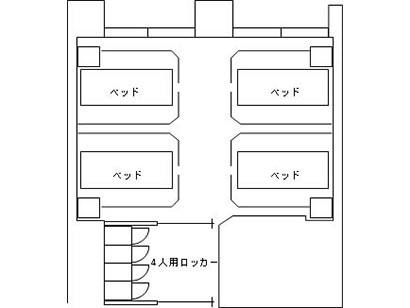 西3階病棟4人部屋（平面図）