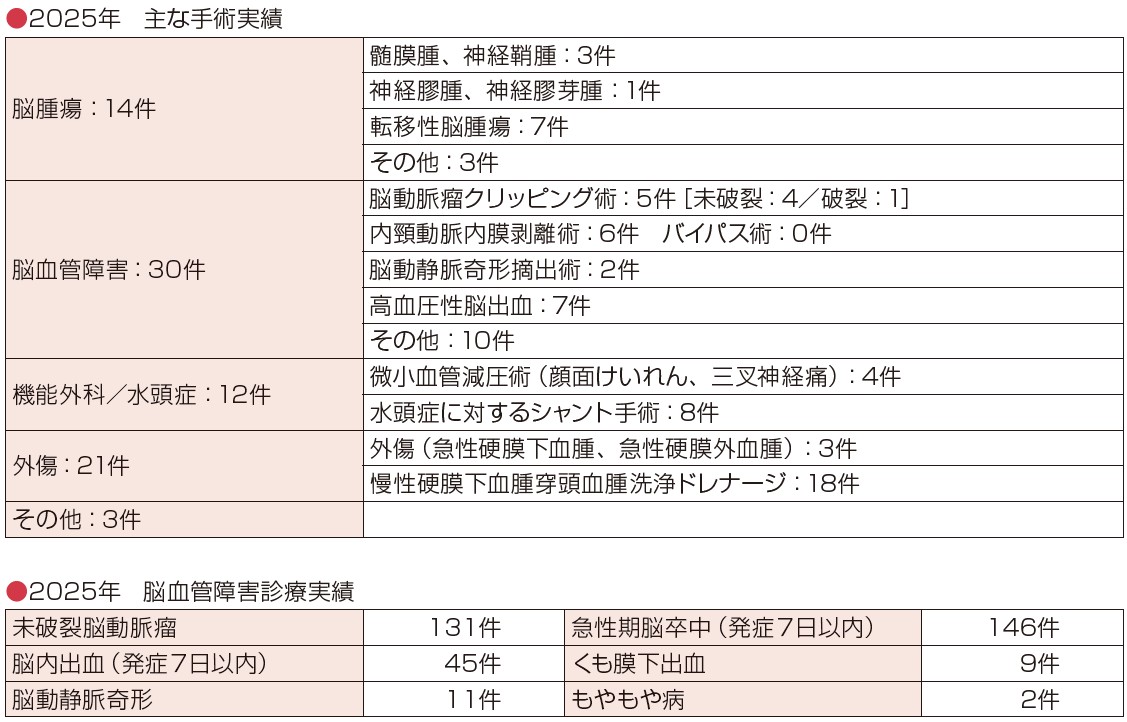 手術実績・脳血管障害診療実績