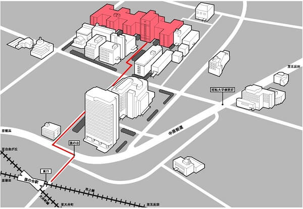 昭和大学先端がん治療研究所周辺地図